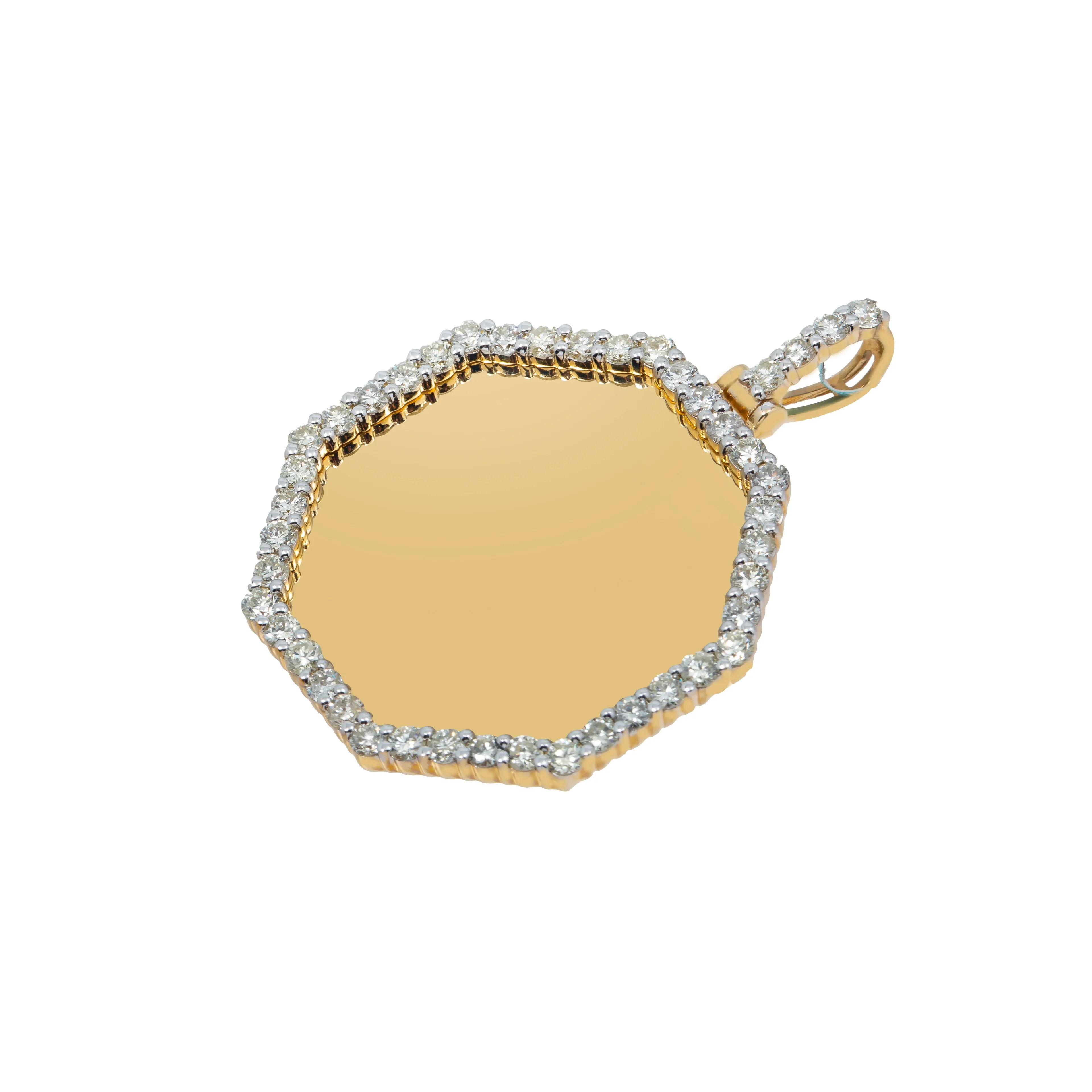 10k Yellow Gold Diamond Hexagon Memory Pendant 1.79 Ctw