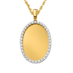 10k Yellow Gold Diamond Oval Memory Pendant 5.44 Ctw