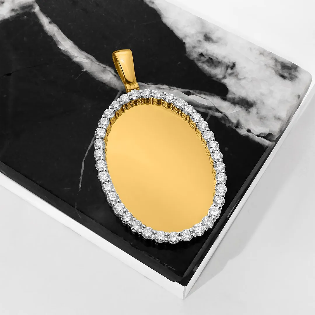 10k Yellow Gold Diamond Oval Memory Pendant 5.44 Ctw