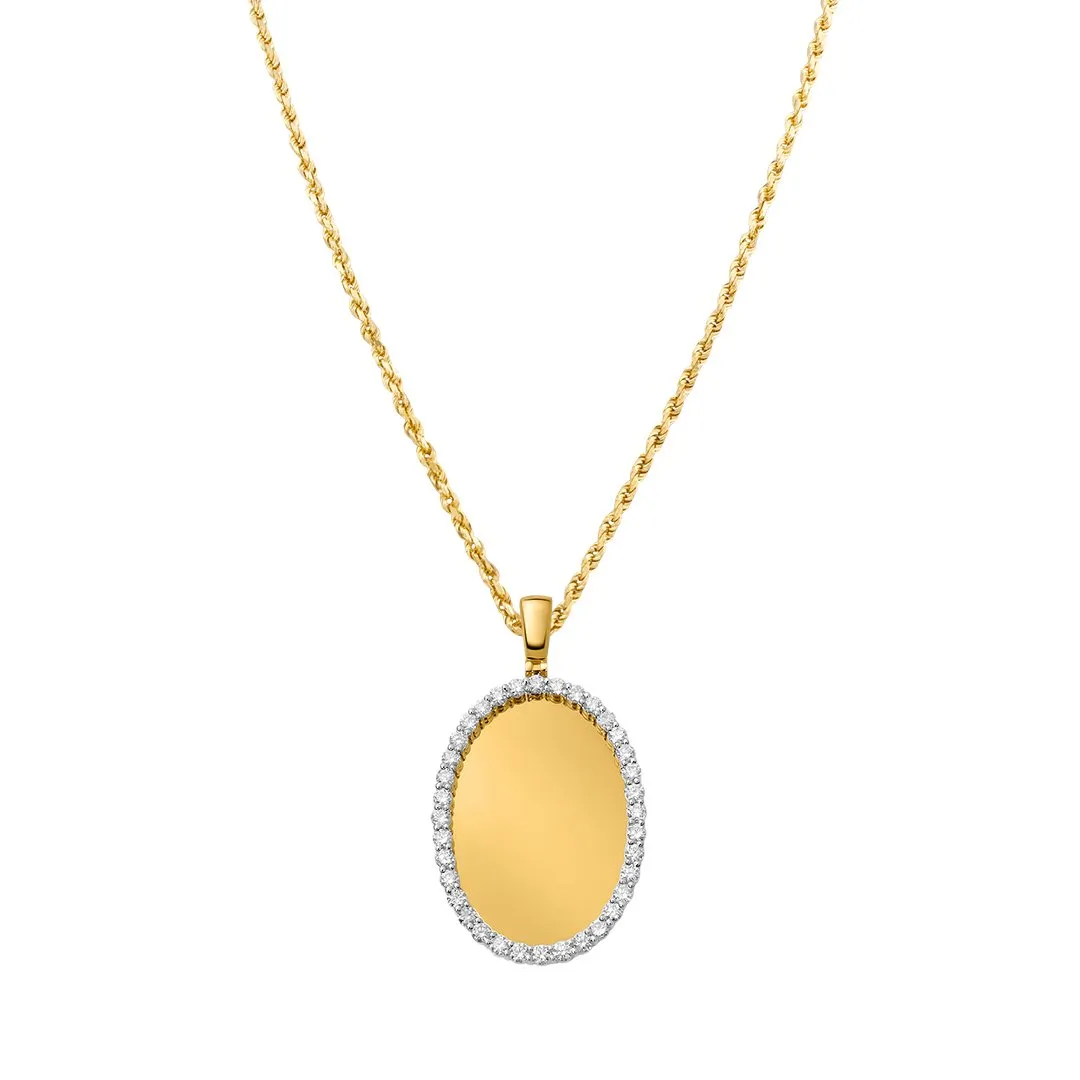 10k Yellow Gold Diamond Oval Memory Pendant 5.44 Ctw