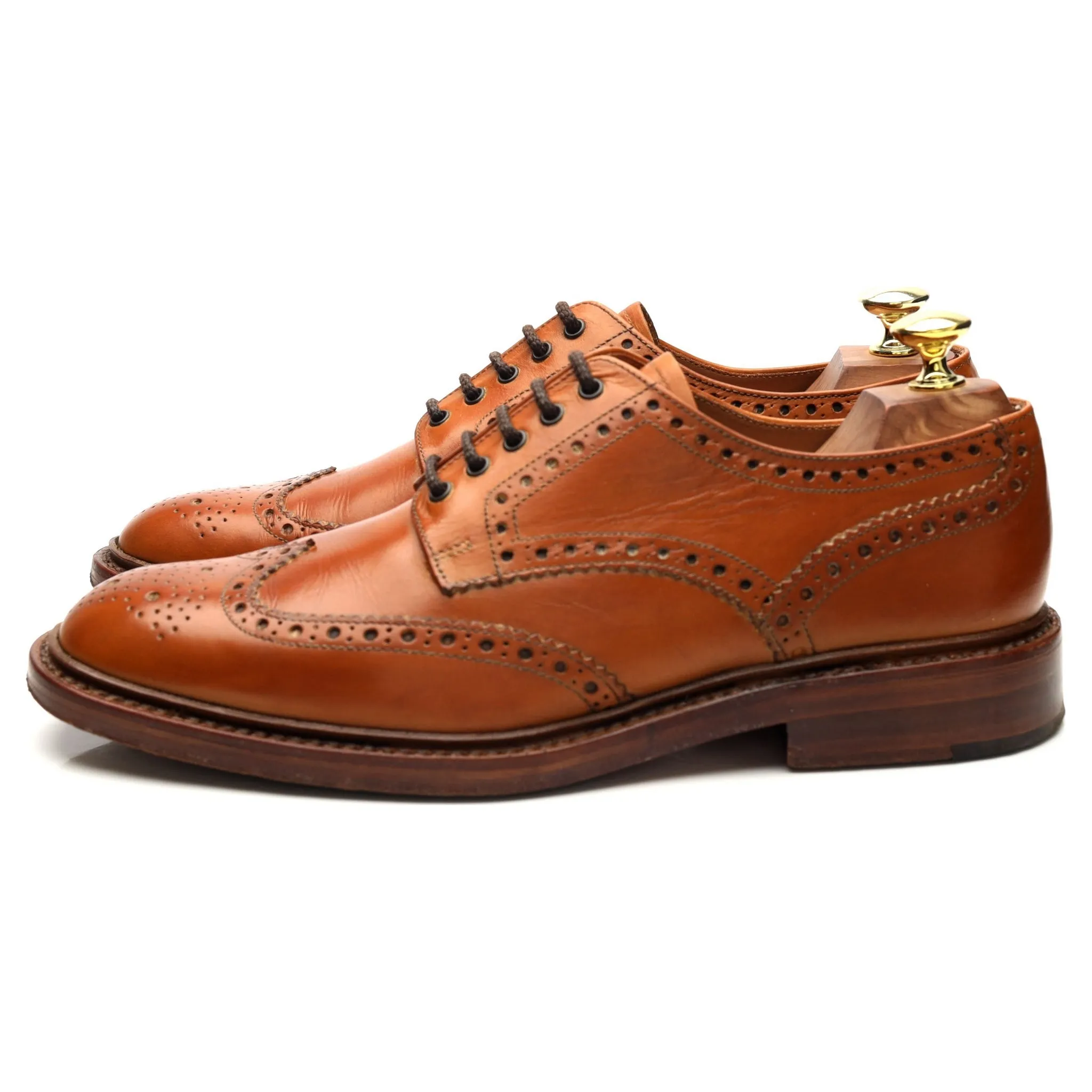 1880 'Chester' Tan Brown Leather Derby Brogues UK 7.5 F