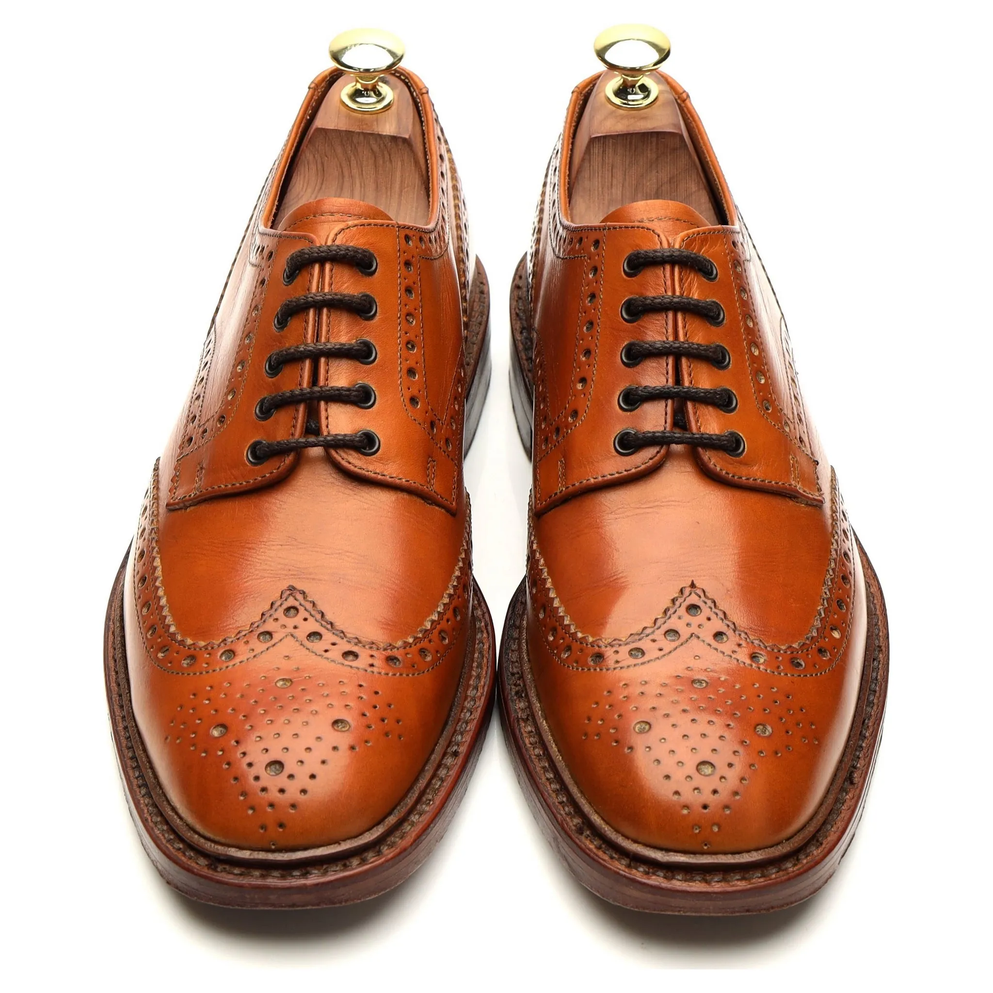 1880 'Chester' Tan Brown Leather Derby Brogues UK 7.5 F