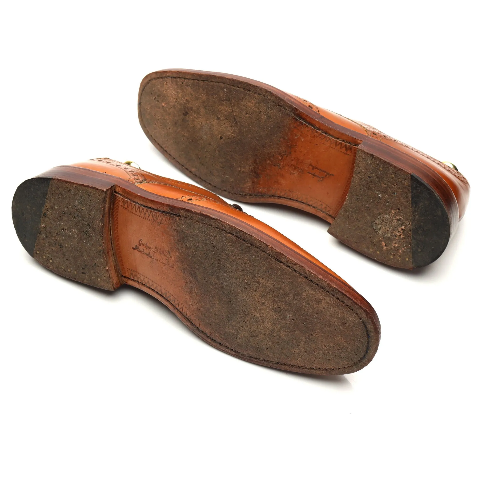 1880 'Chester' Tan Brown Leather Derby Brogues UK 7.5 F