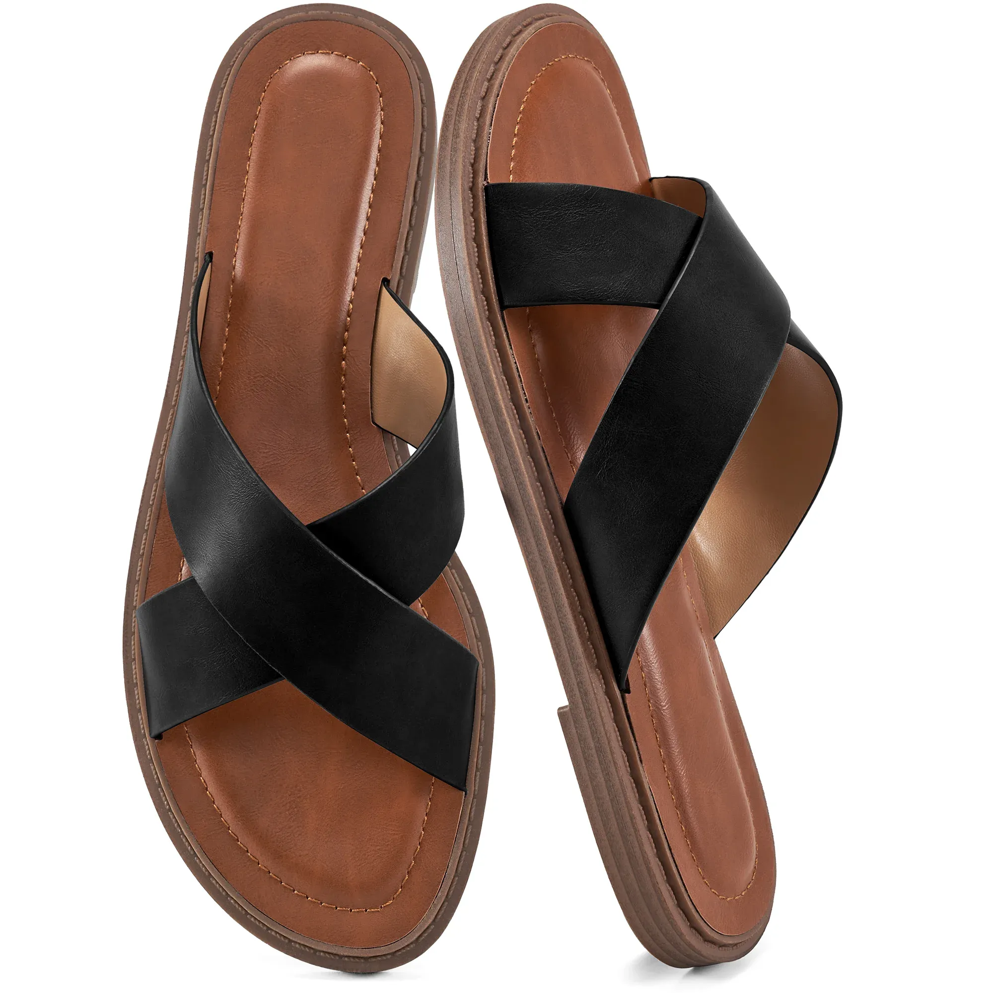 Ablanczoom Womens Sandals Dressy Slides: Comfortable Flat Slides for Women Shoes