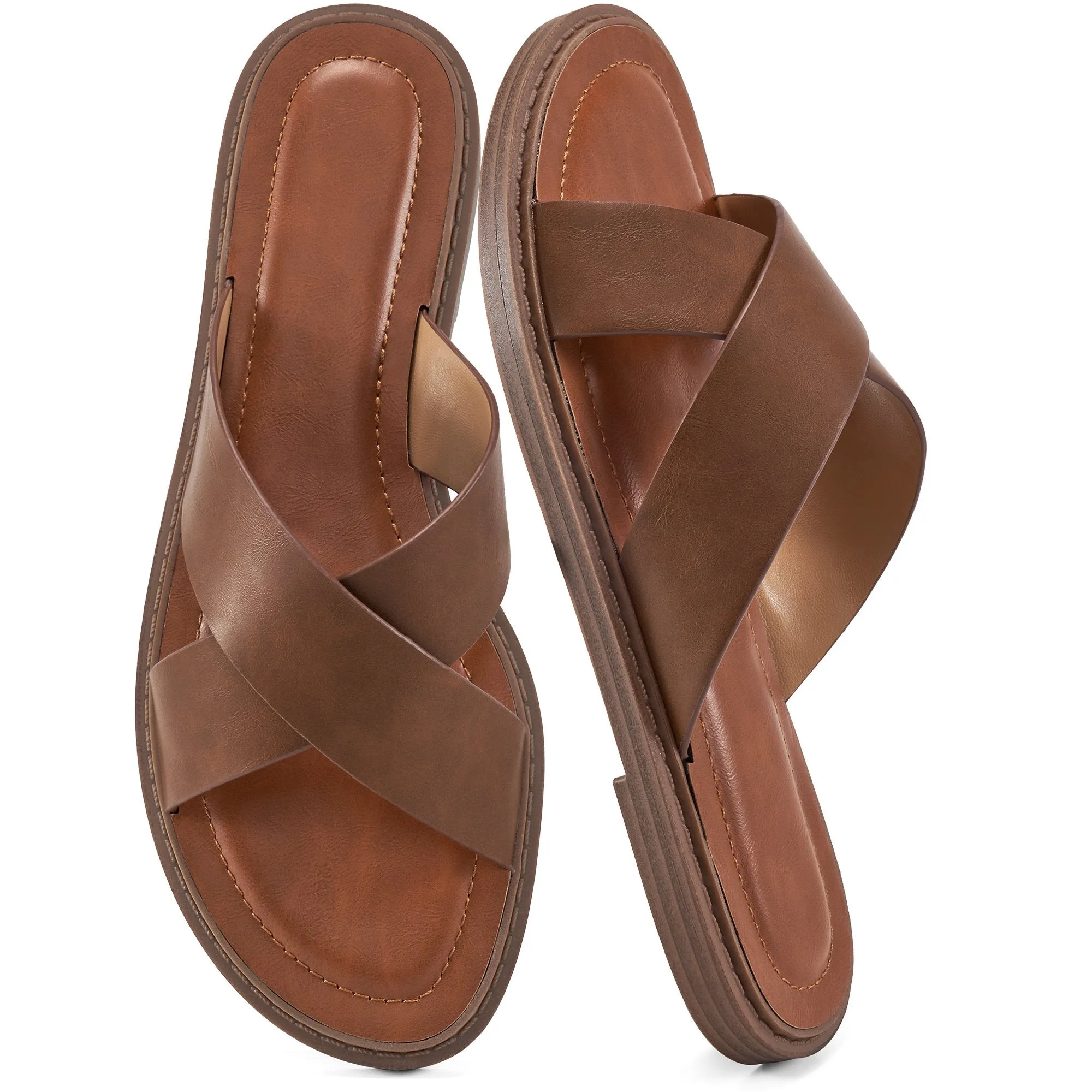 Ablanczoom Womens Sandals Dressy Slides: Comfortable Flat Slides for Women Shoes