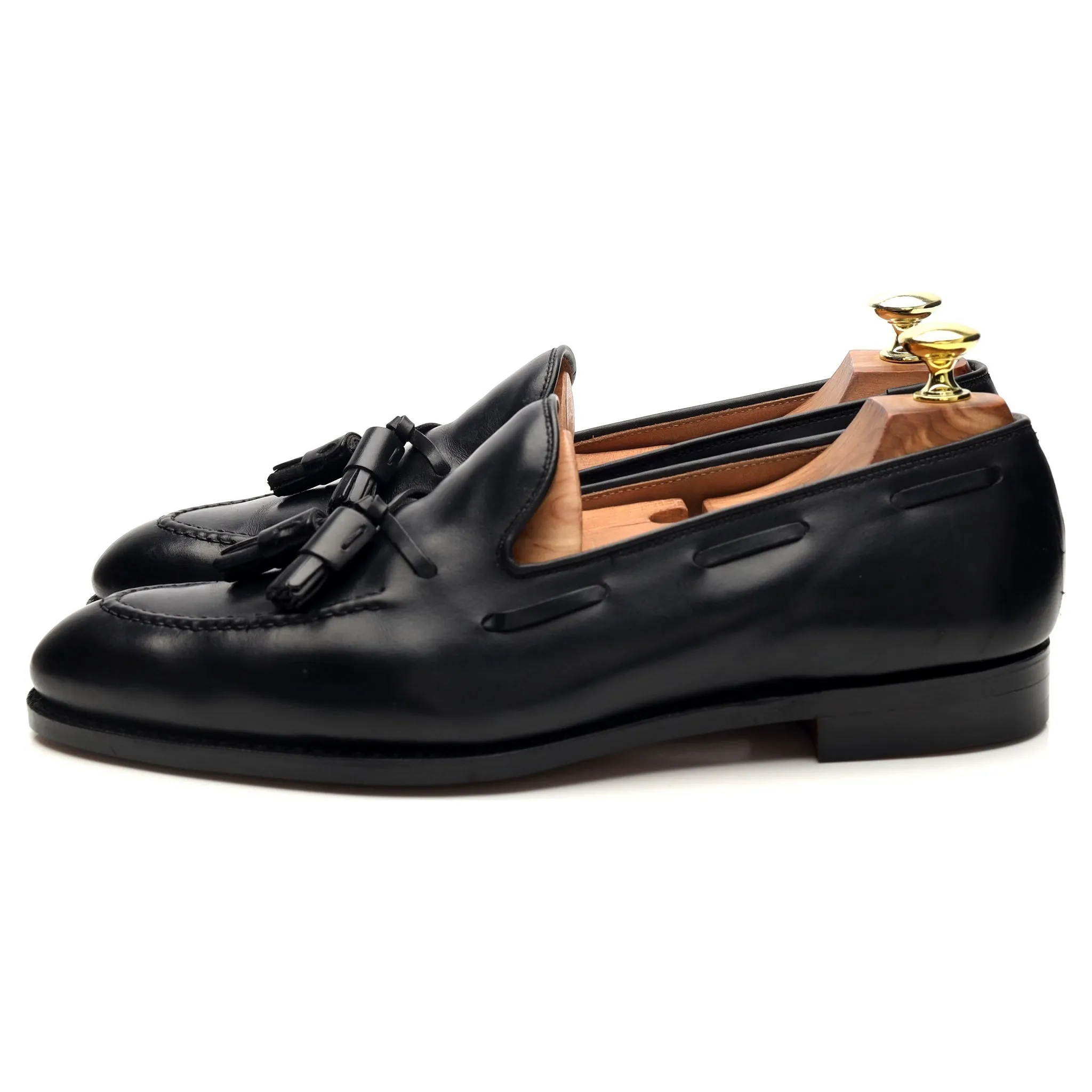 'Adrian' Black Leather Tassel Loafers UK 7.5 E
