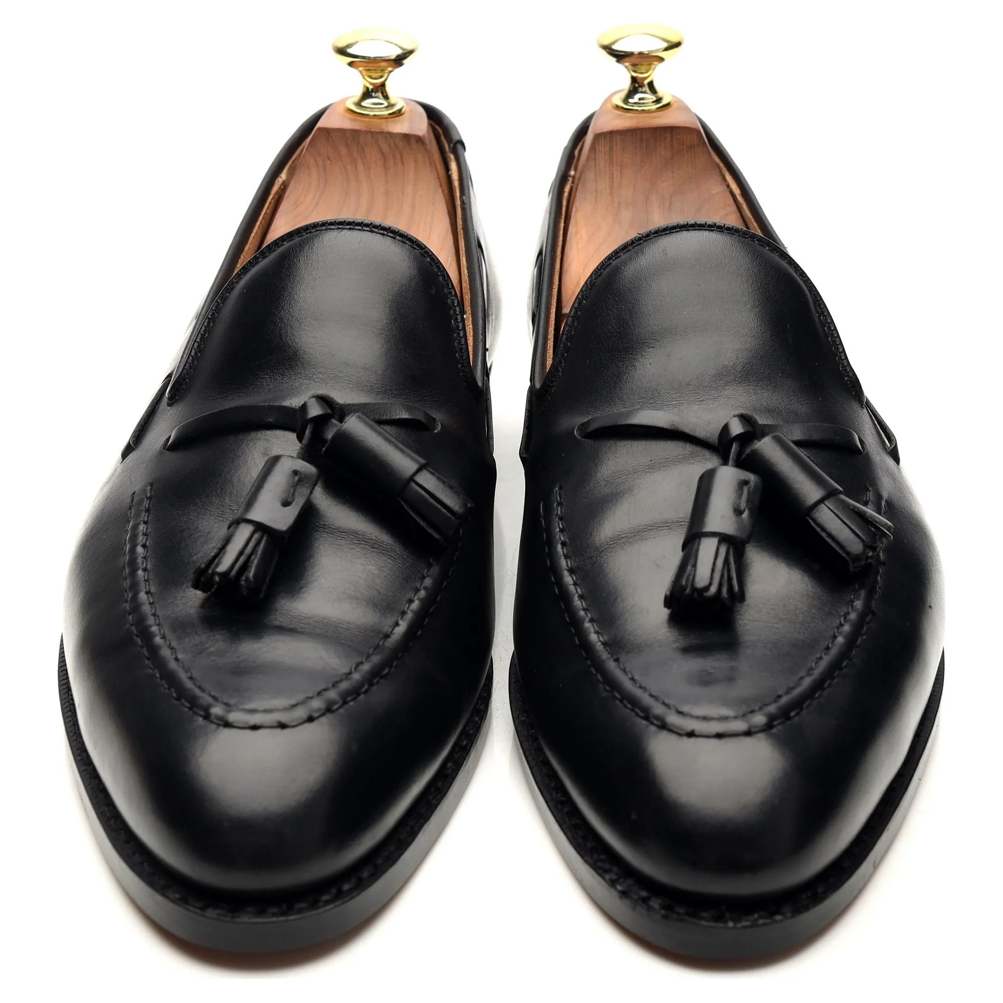 'Adrian' Black Leather Tassel Loafers UK 7.5 E