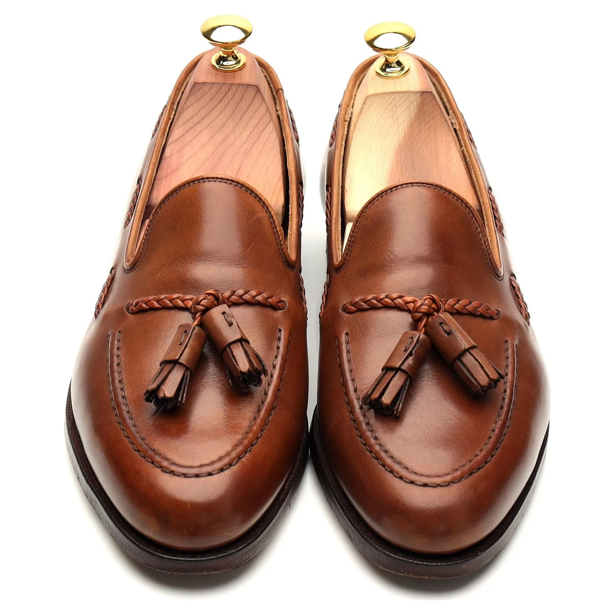 'Aidan' Brown Leather Tassel Loafers UK 7.5 EX