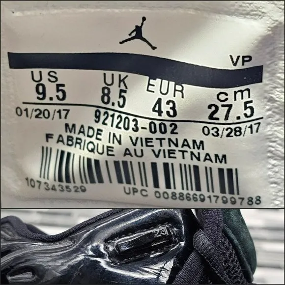 Air Jordan Super Fly 2017 Space Jam Black Men's Basketball Shoes Size 9.5