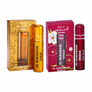 Al Haramain Gold & Husna Fragrance Pure Original Roll On Attar Combo Pack of 2 x 10 ml