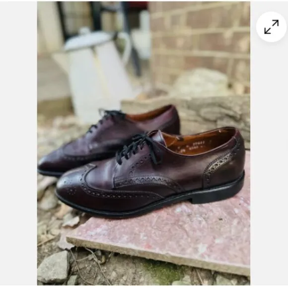 Allen Edmonds Ashland Wingtip Shoes Mens 9 Burgundy Leather USA Medallion 88827