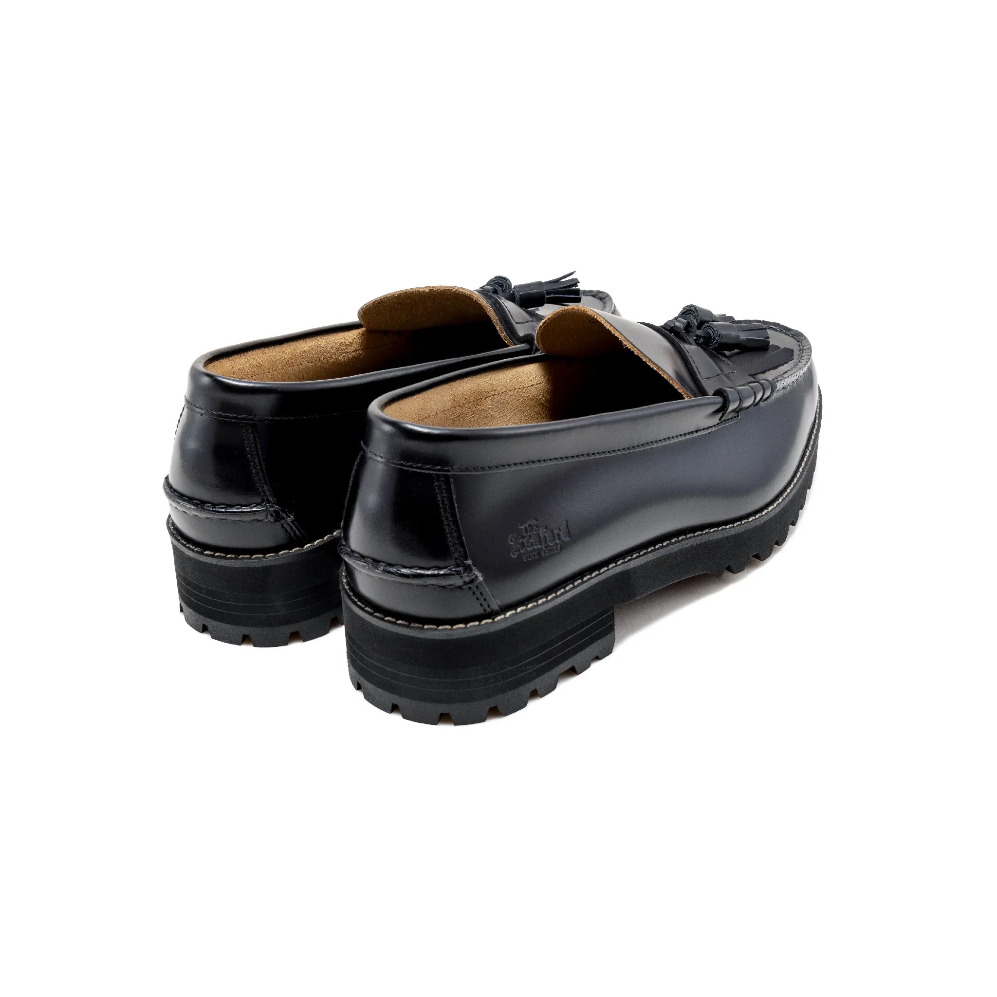 【B-Grade】MENS TANK SOLE QUILT TASSEL LOAFERS / BLACK