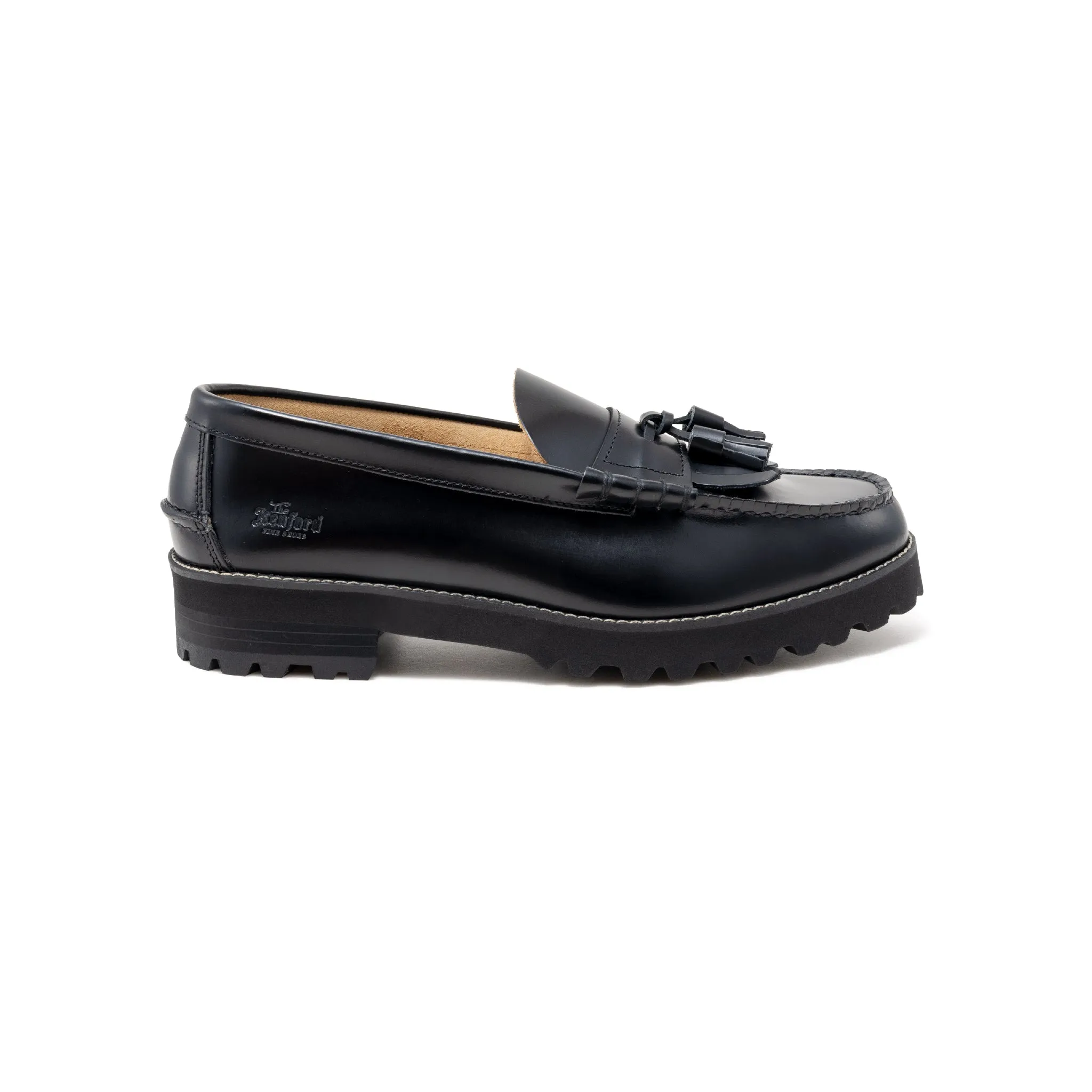 【B-Grade】MENS TANK SOLE QUILT TASSEL LOAFERS / BLACK