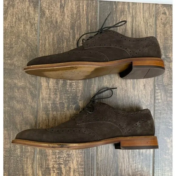 Banana Republic Ortholite Size 10M Brown Suede Longwings‎ Wing Tip Dress Shoes