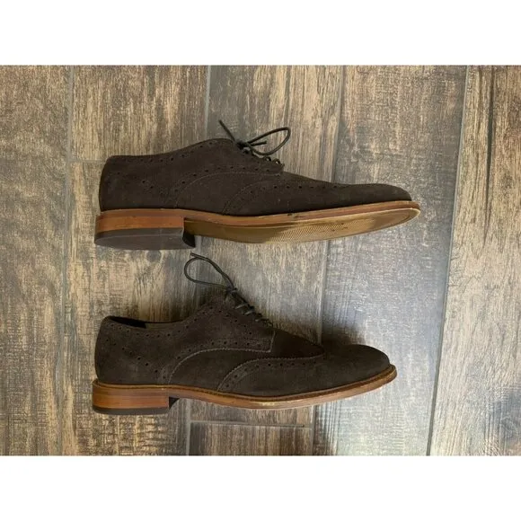 Banana Republic Ortholite Size 10M Brown Suede Longwings‎ Wing Tip Dress Shoes