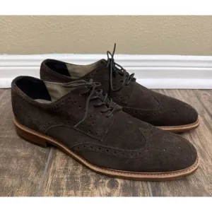 Banana Republic Ortholite Size 10M Brown Suede Longwings‎ Wing Tip Dress Shoes