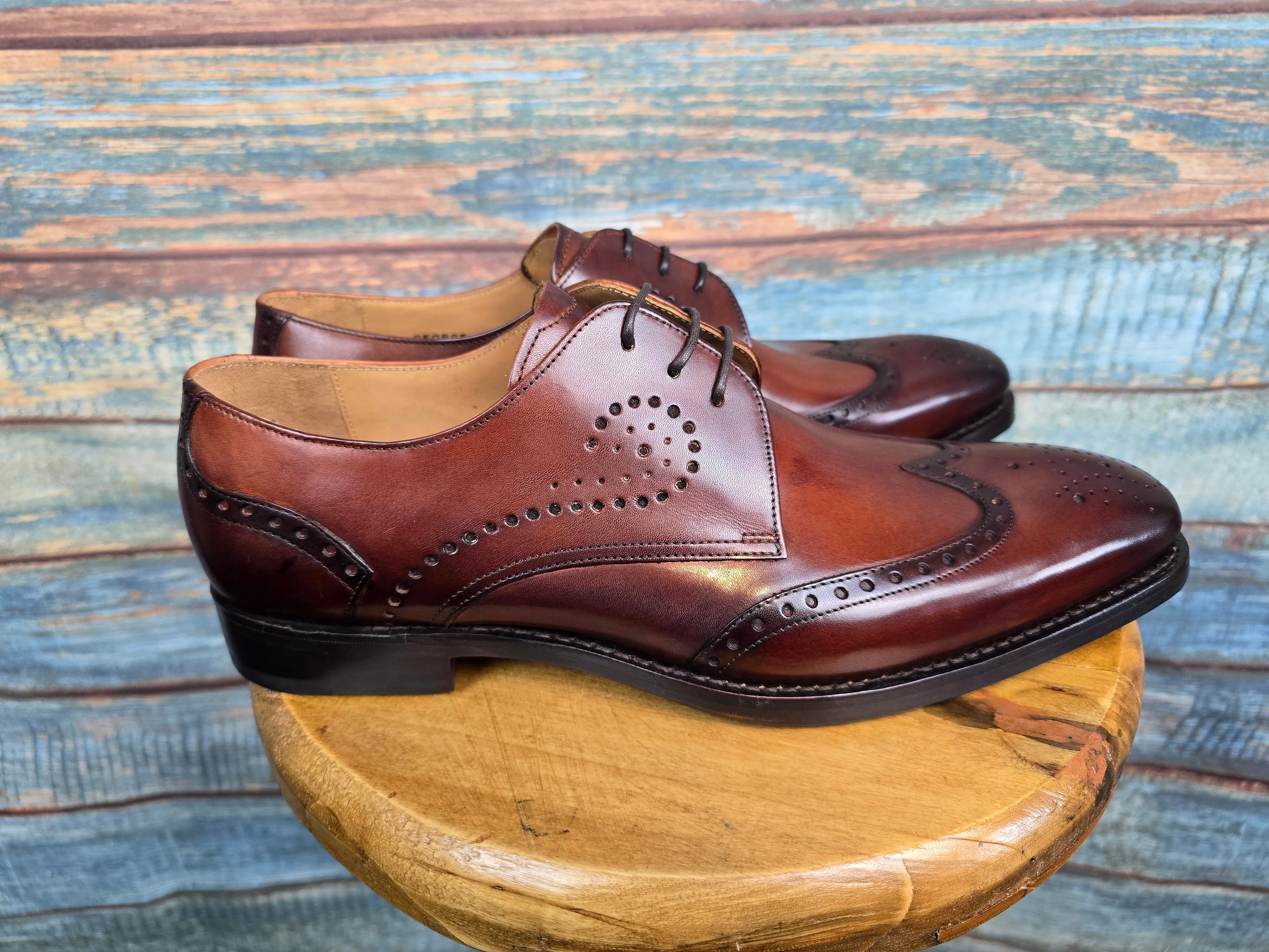 Barker George - Brown Hand Patina Wing Tip Brogue