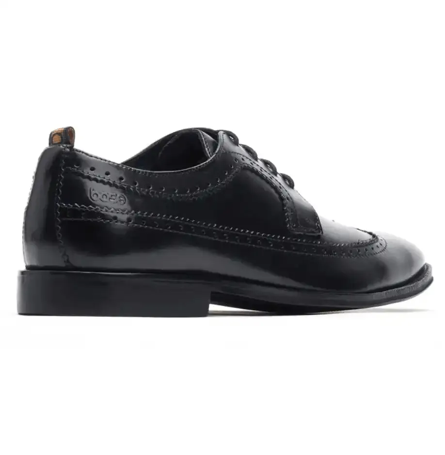 Base London Men's Havisham Leather Formal Shoes Waxy Black