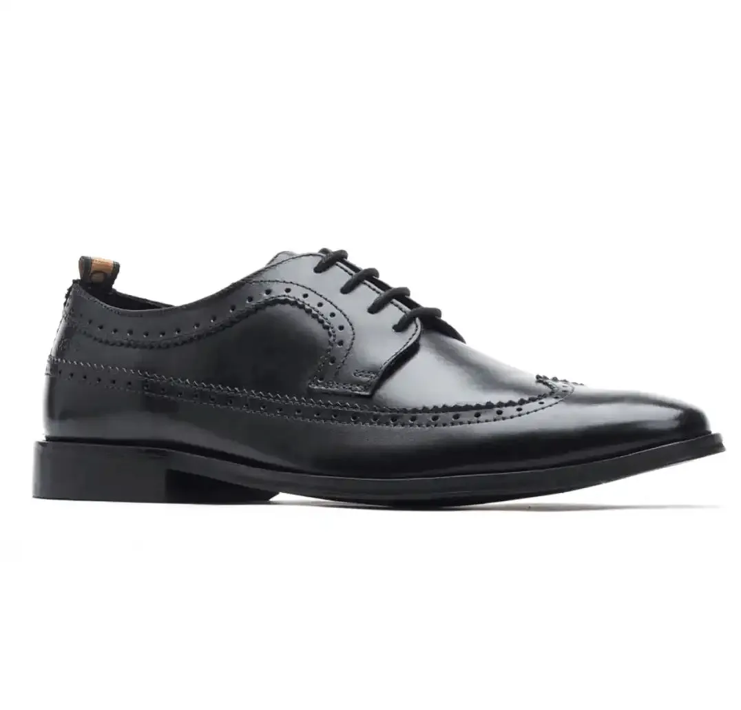 Base London Men's Havisham Leather Formal Shoes Waxy Black
