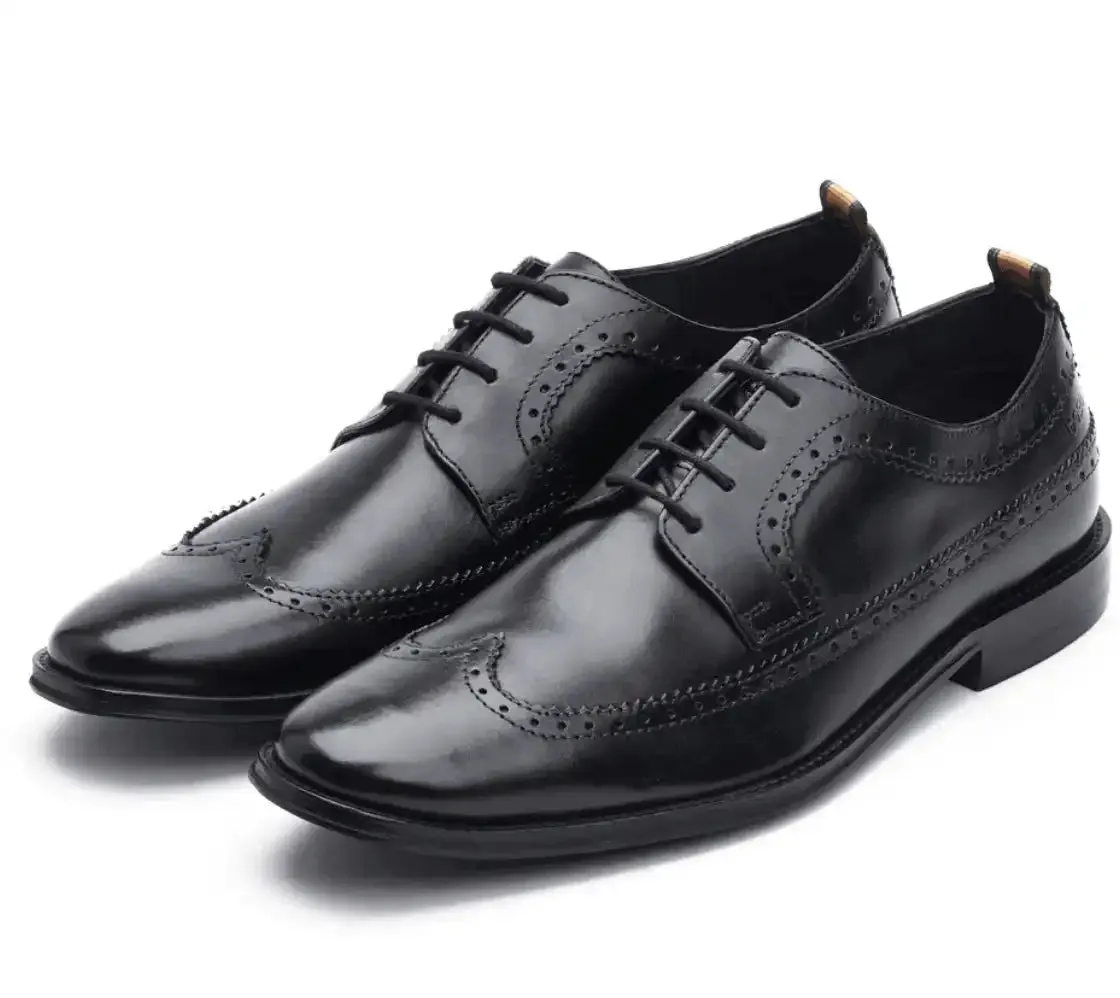 Base London Men's Havisham Leather Formal Shoes Waxy Black