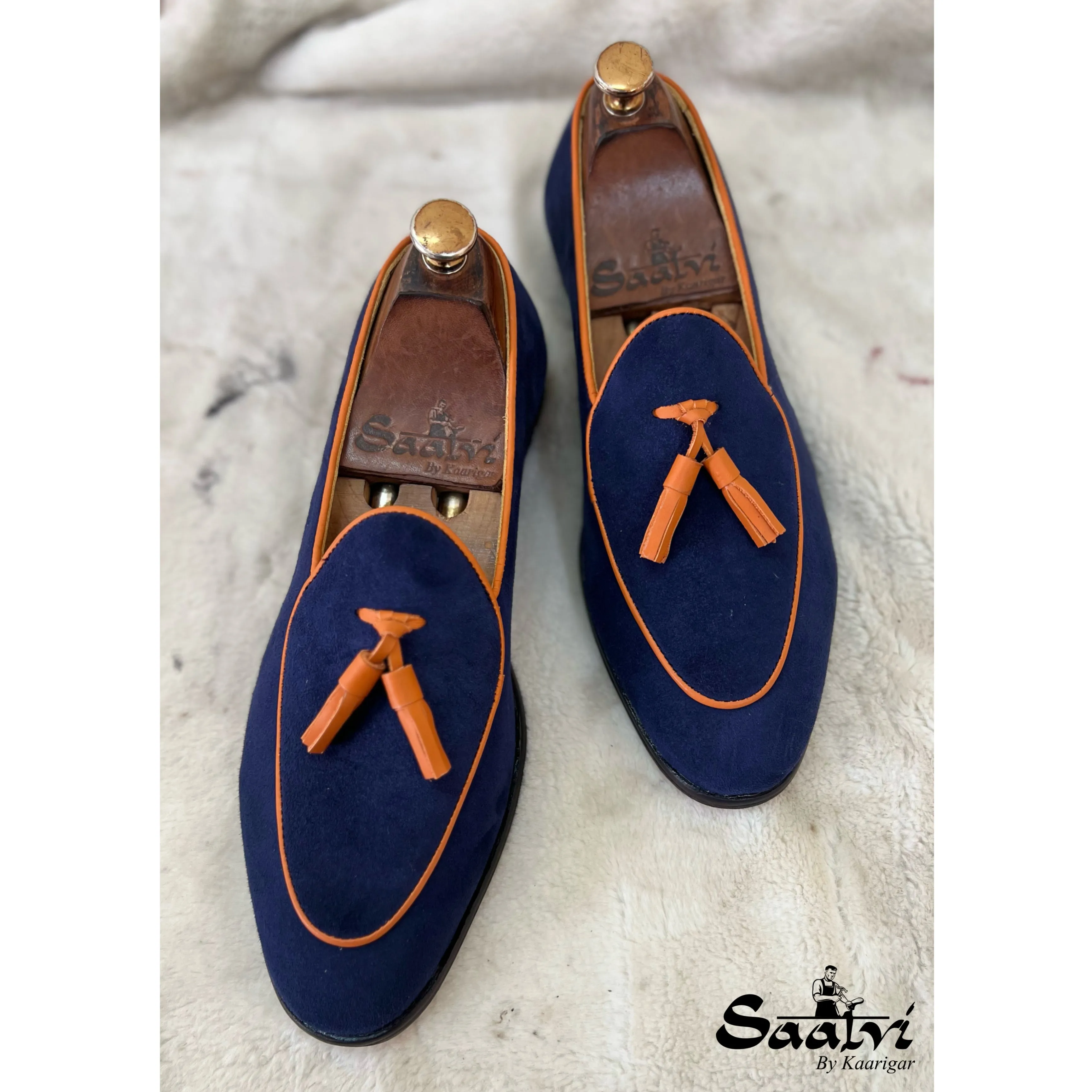 Belgain Loafers With Tassel Blue