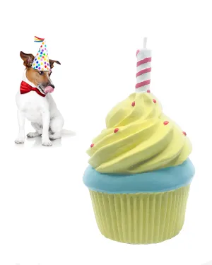 Birthday Cupcake Squeaky Natural  Rubber Dog Toy Medium Size