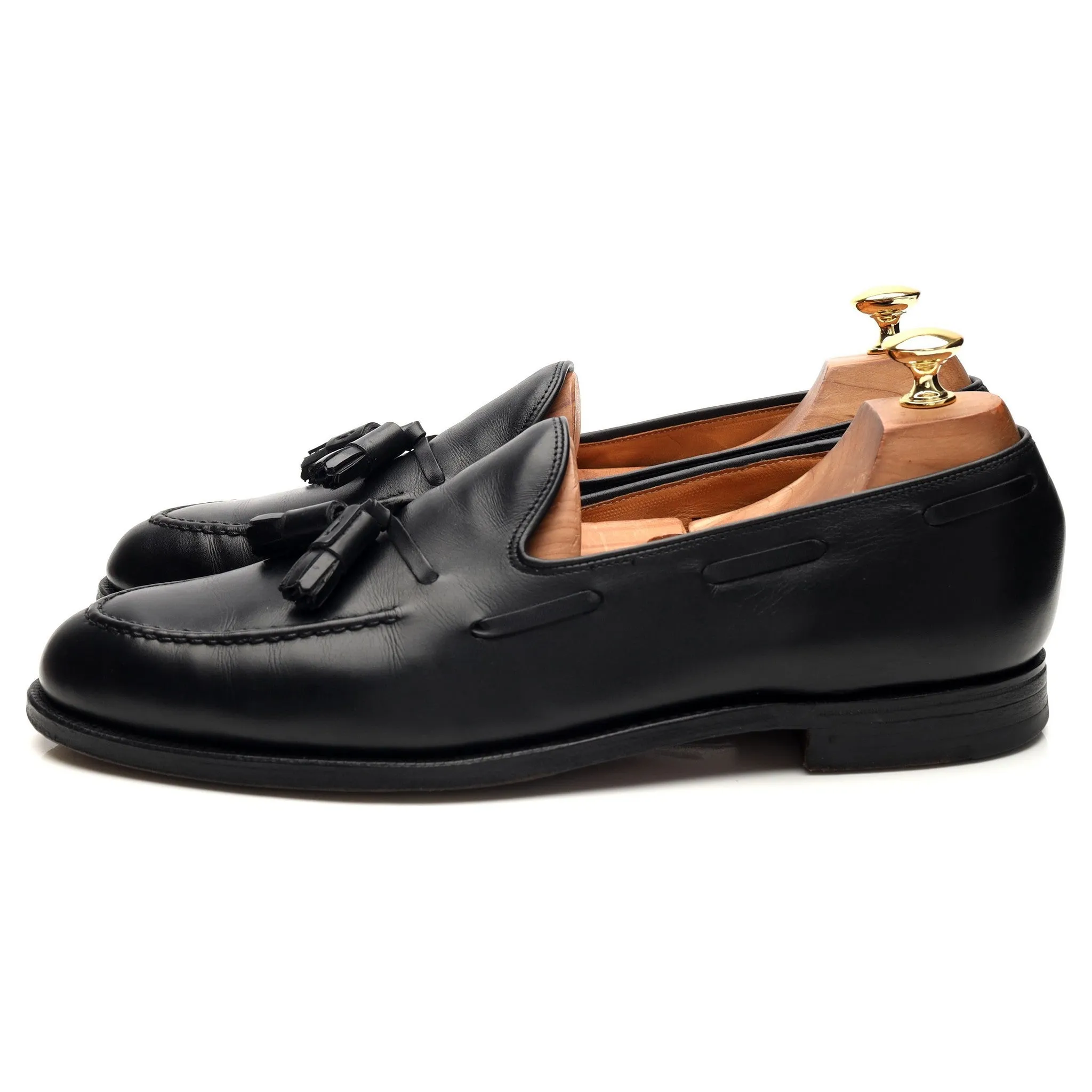 Black Leather Tassel Loafer UK 10 E