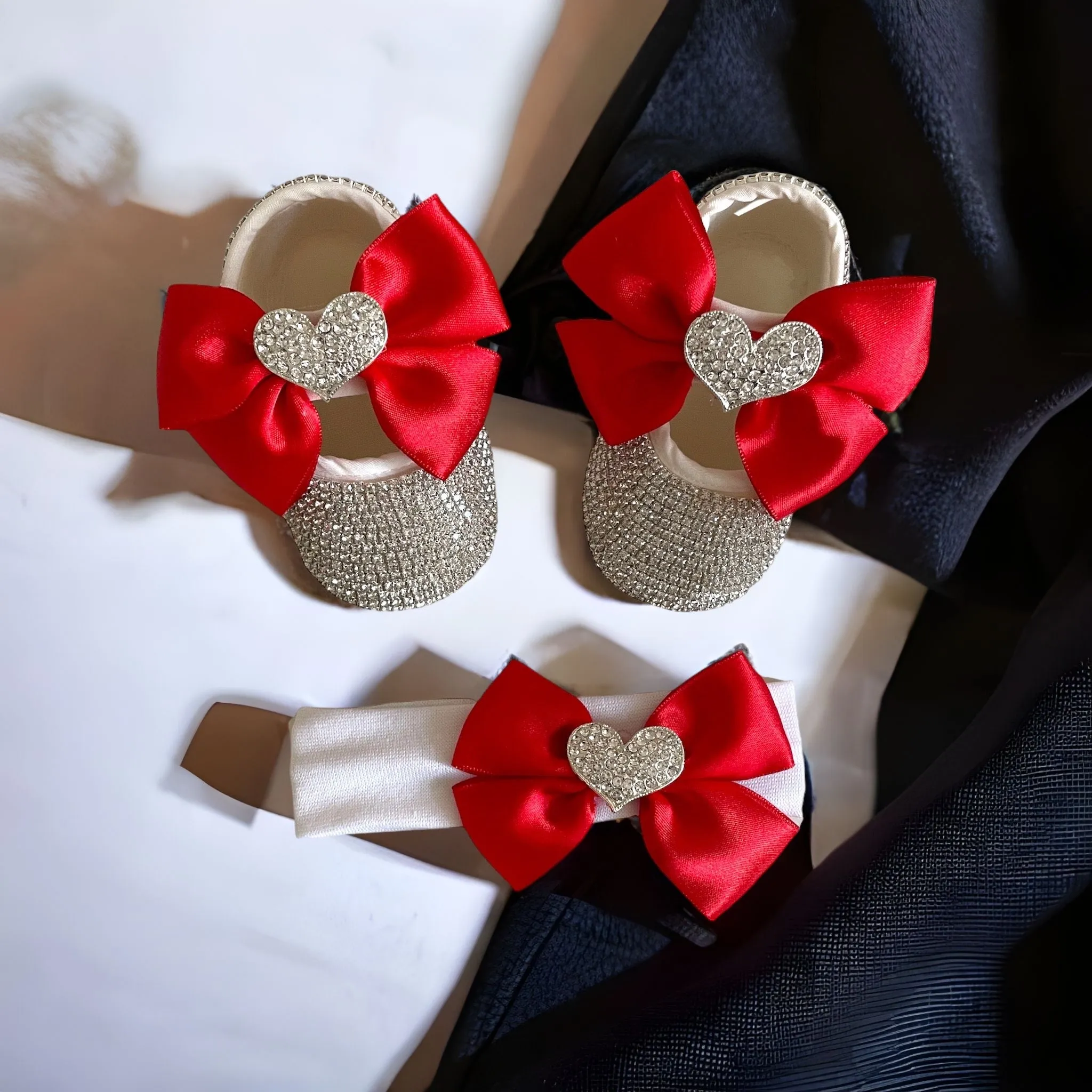Bling Baby Shoes with Heart Charm