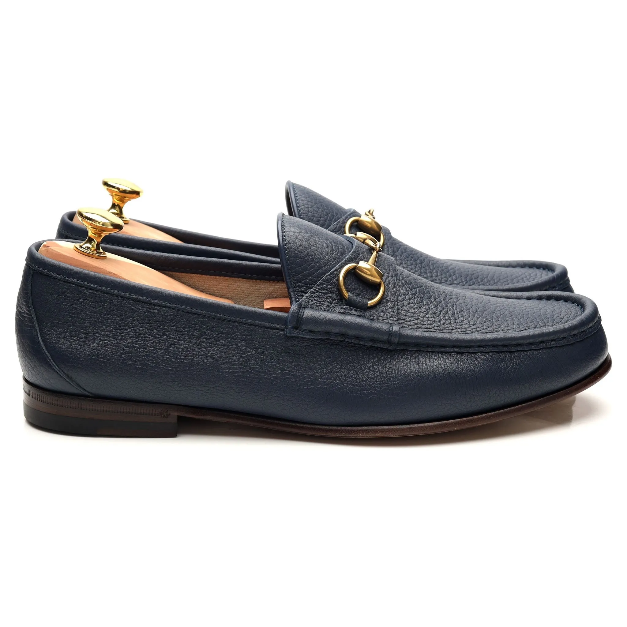 Blue Grain Leather Horsebit Loafers UK 9