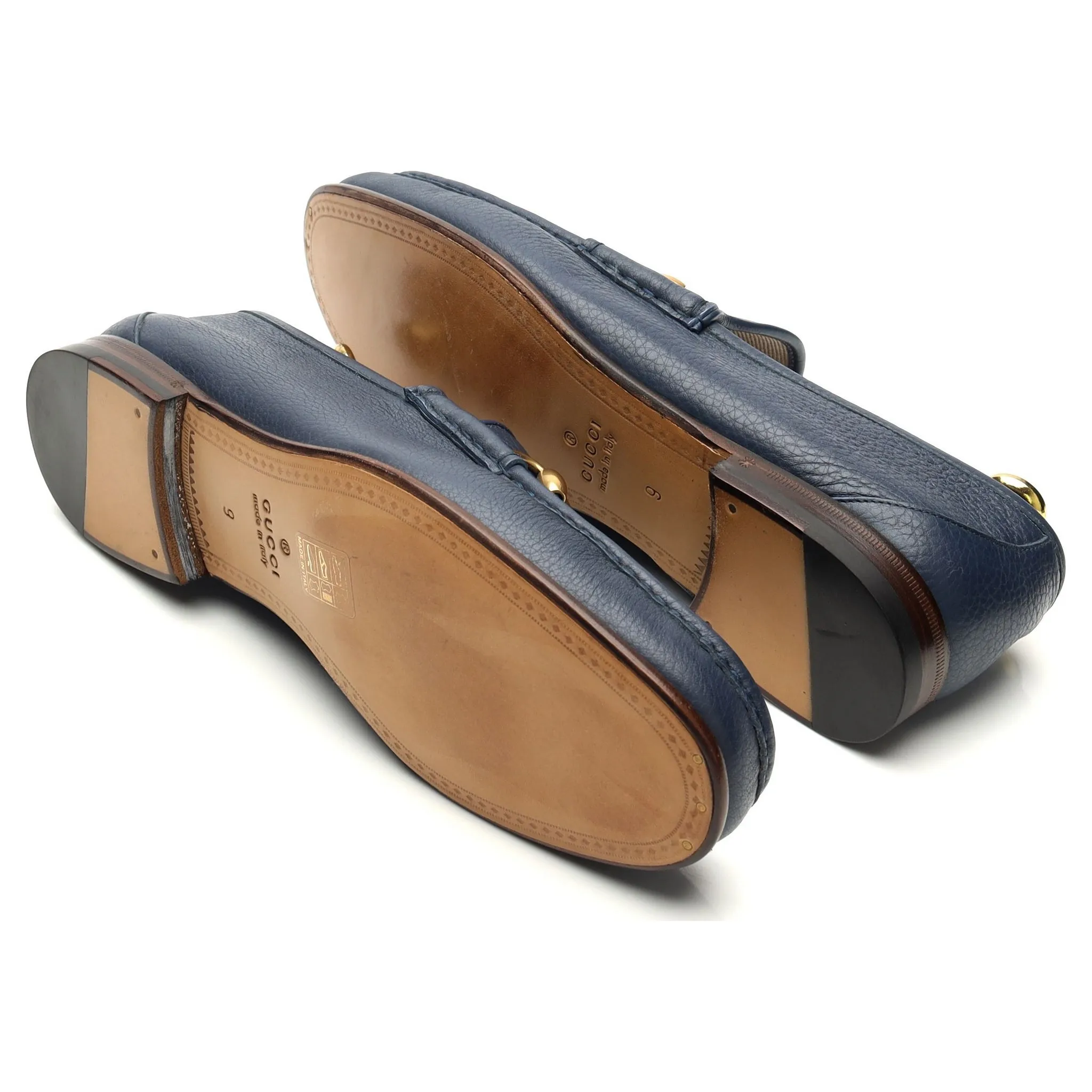 Blue Grain Leather Horsebit Loafers UK 9