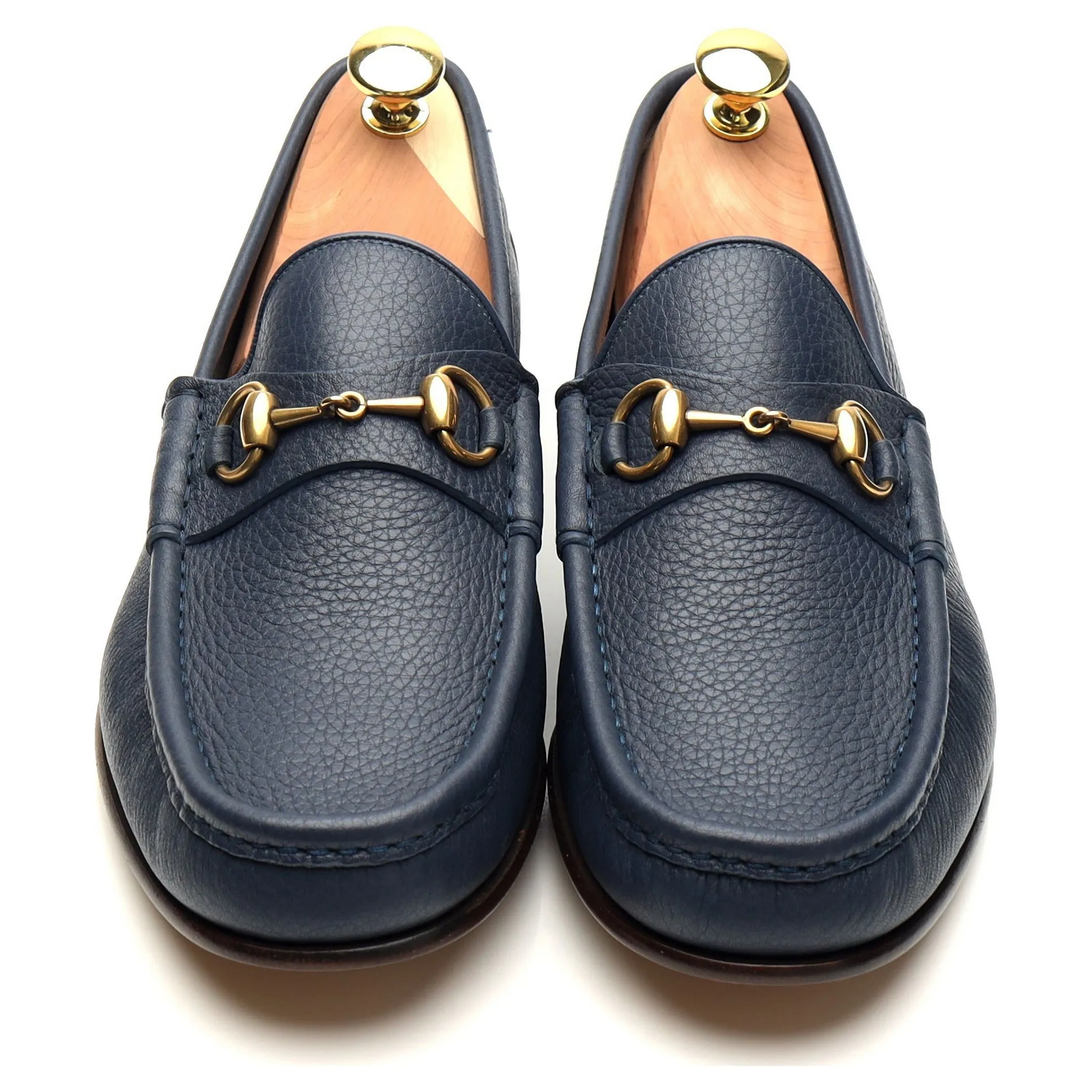 Blue Grain Leather Horsebit Loafers UK 9