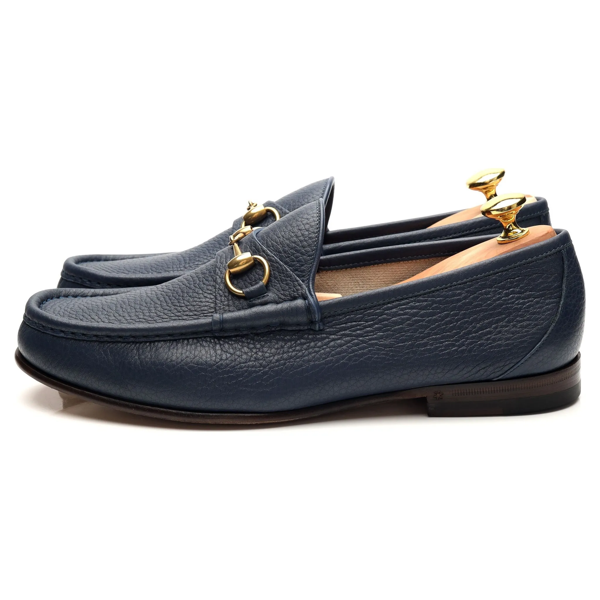 Blue Grain Leather Horsebit Loafers UK 9