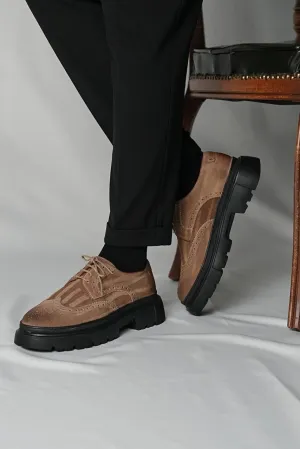 Brown Suede Wingtip Brogue Laces Chunky