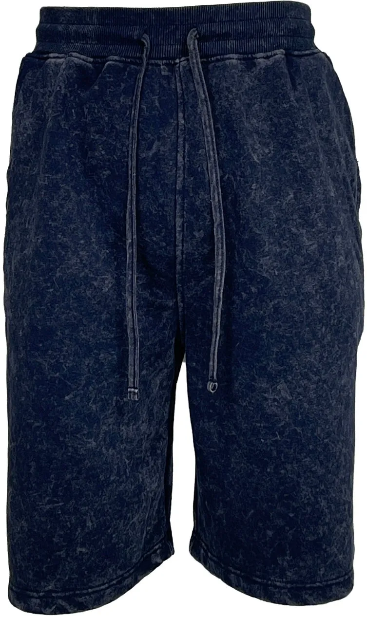 BTF24025 ACID WASH FLEECE SHORTS