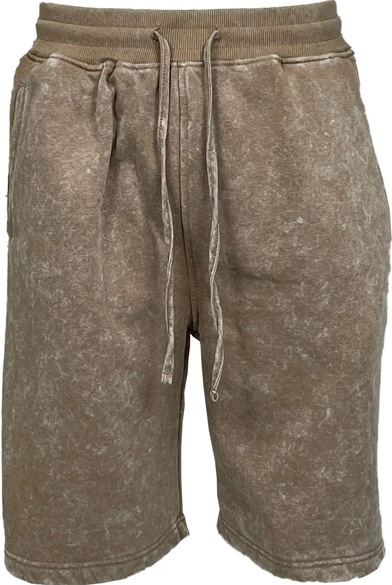 BTF24025 ACID WASH FLEECE SHORTS
