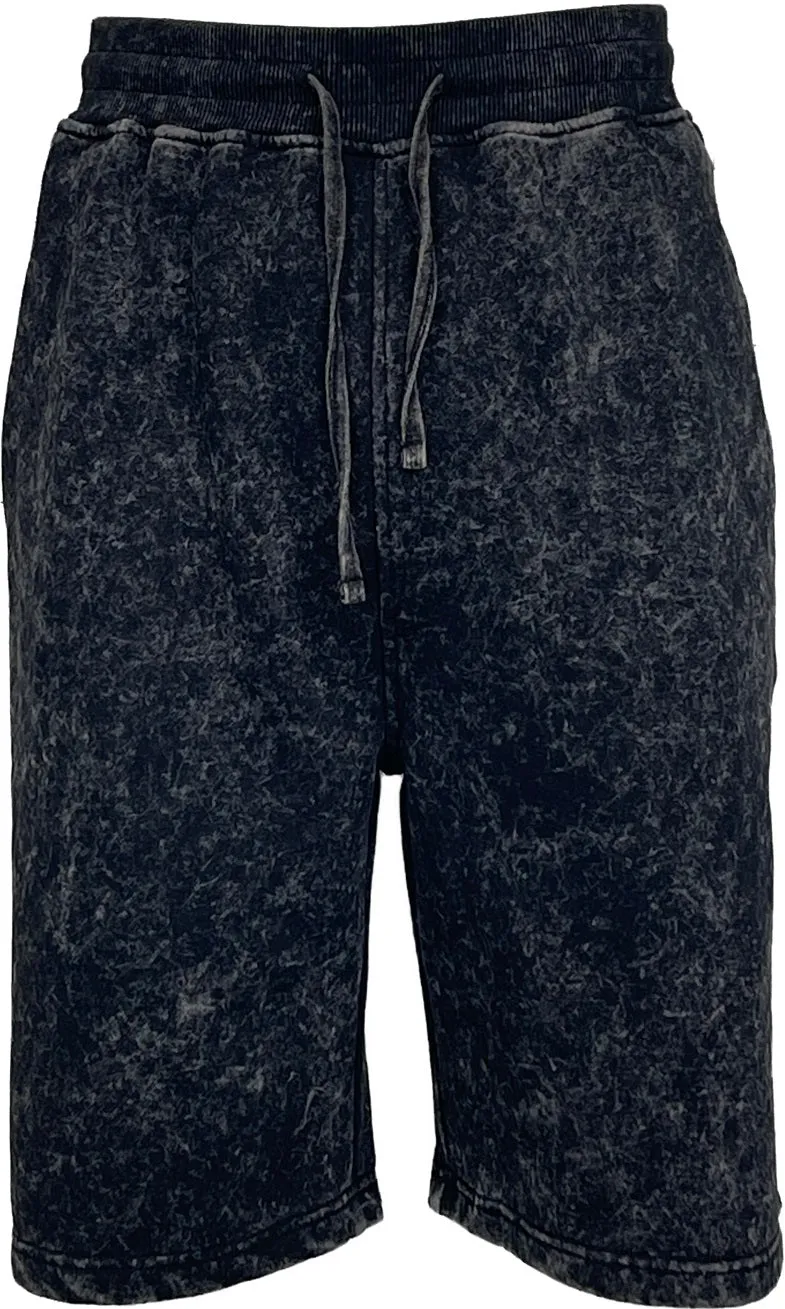 BTF24025 ACID WASH FLEECE SHORTS