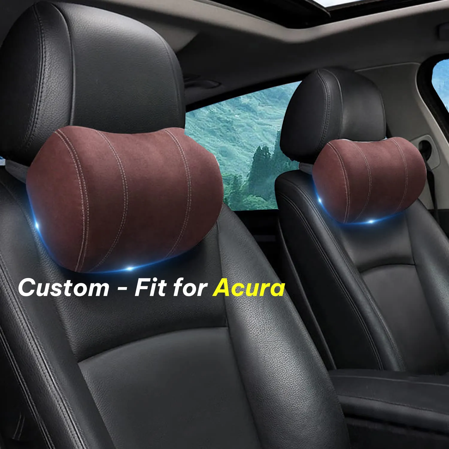 Car Headrest (2 PCS), Custom-Fit For Car, Update Version Premium Memory Foam Car Neck Pillow WAAC227
