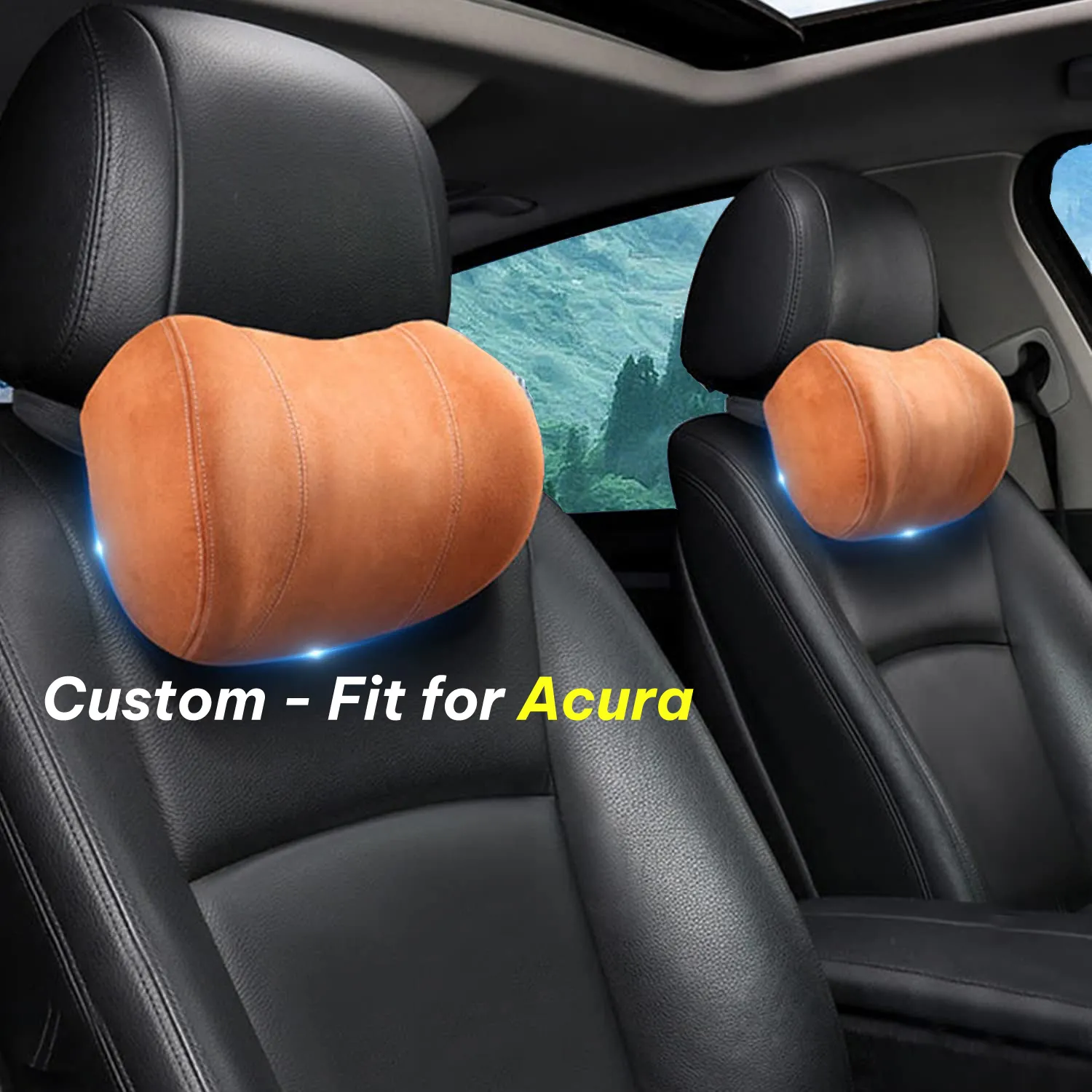 Car Headrest (2 PCS), Custom-Fit For Car, Update Version Premium Memory Foam Car Neck Pillow WAAC227