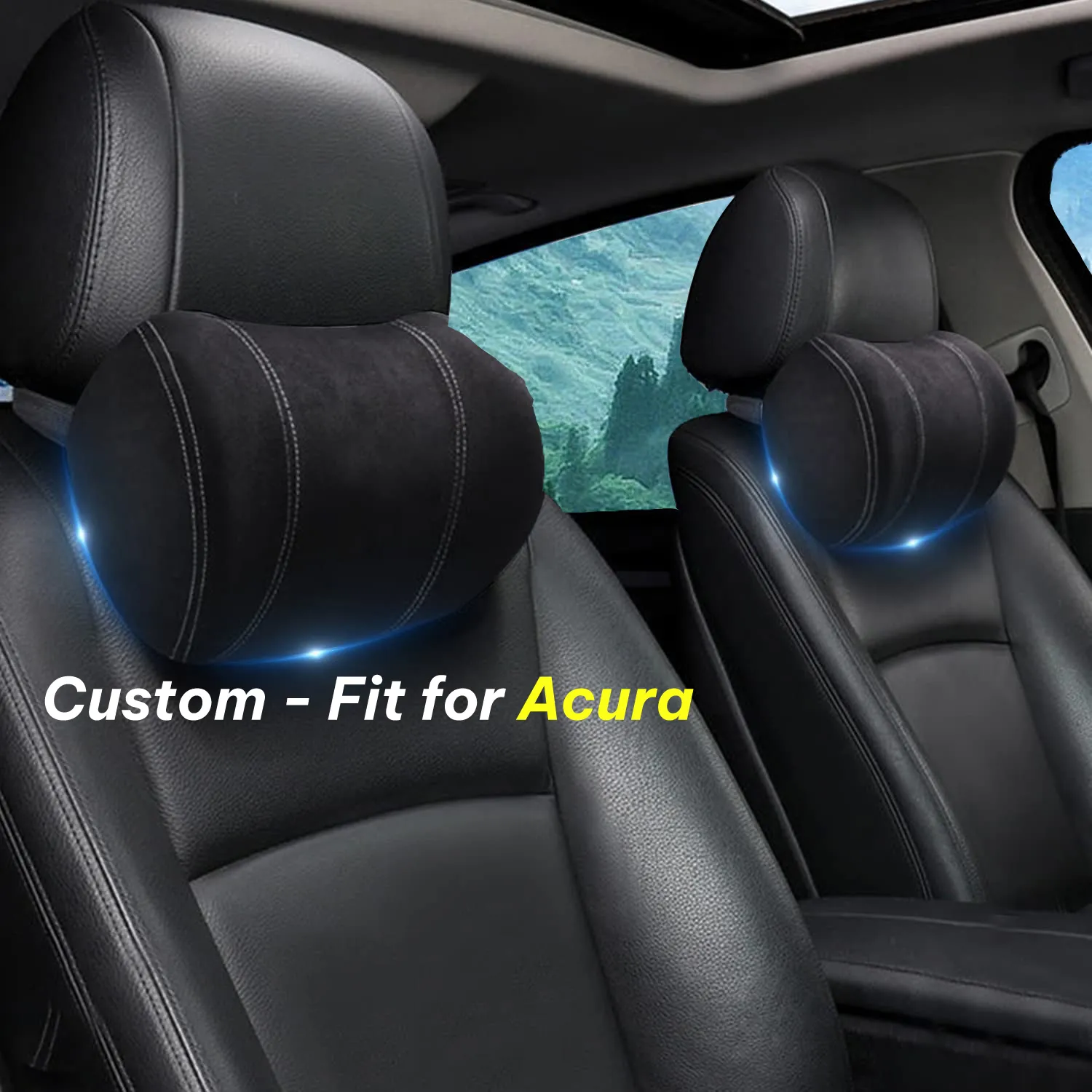 Car Headrest (2 PCS), Custom-Fit For Car, Update Version Premium Memory Foam Car Neck Pillow WAAC227