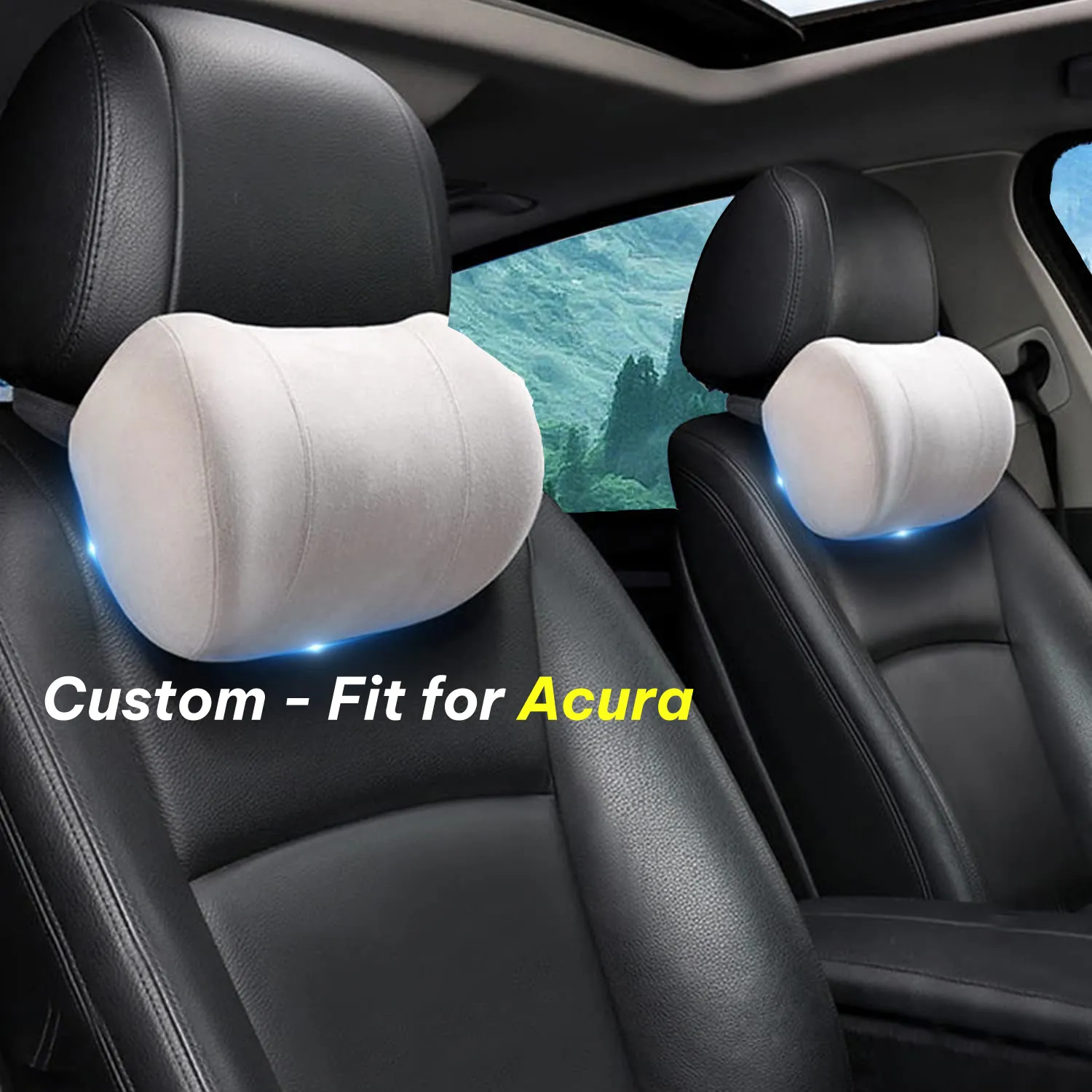 Car Headrest (2 PCS), Custom-Fit For Car, Update Version Premium Memory Foam Car Neck Pillow WAAC227