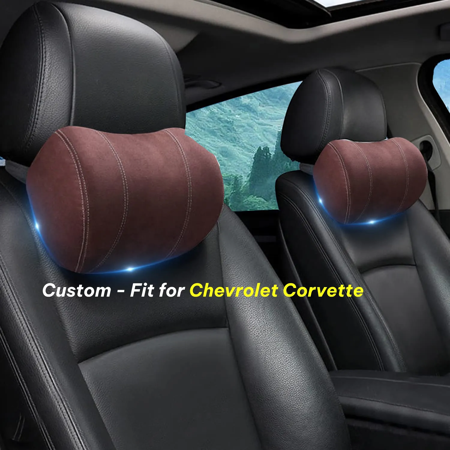 Car Headrest (2 PCS), Custom-Fit For Car, Update Version Premium Memory Foam Car Neck Pillow WACC227