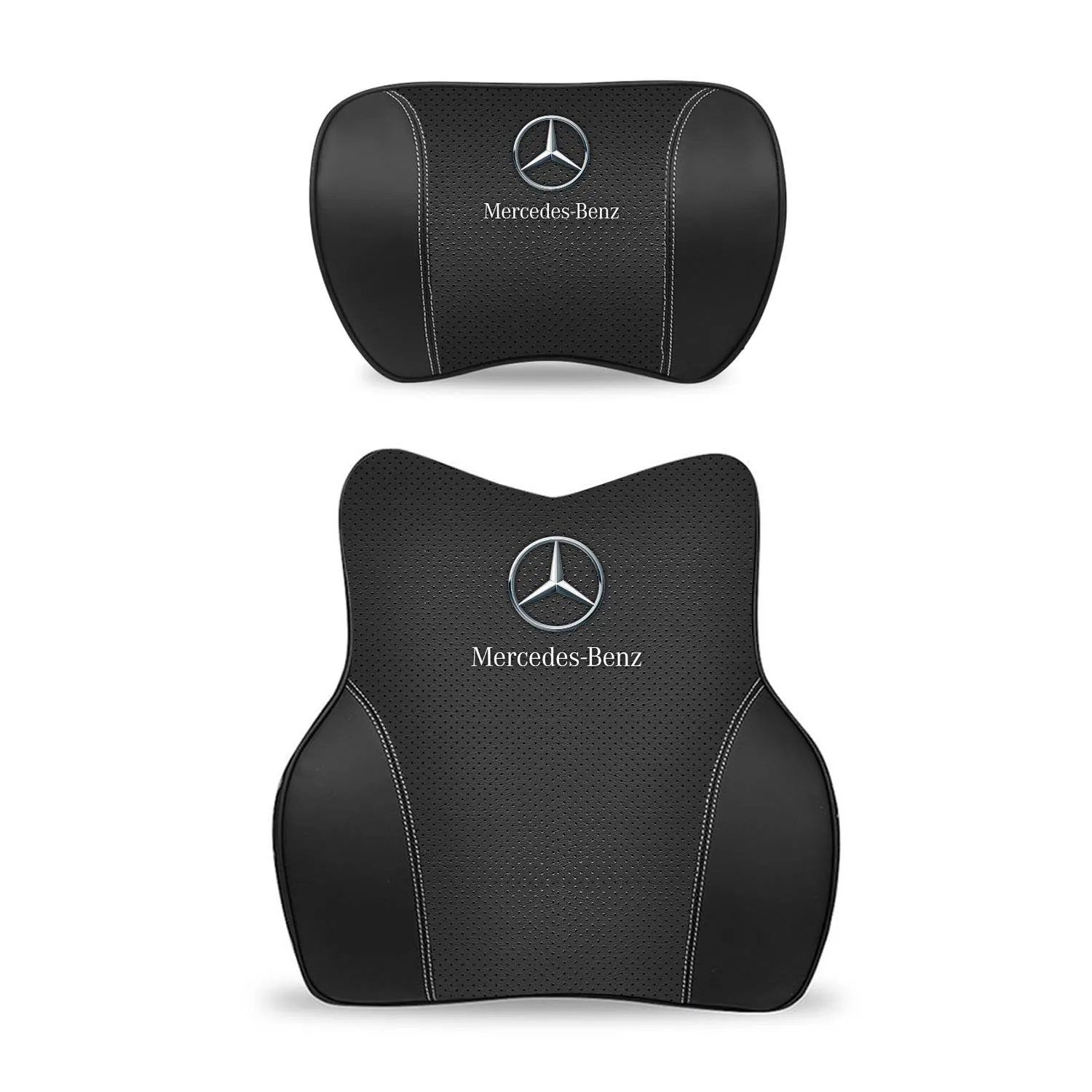 Car Headrest Neck Pillow and Lumbar Support Back Cushion Kit, Custom Fit For Your Cars, Memory Foam Erognomic, Car Accessories MB13992