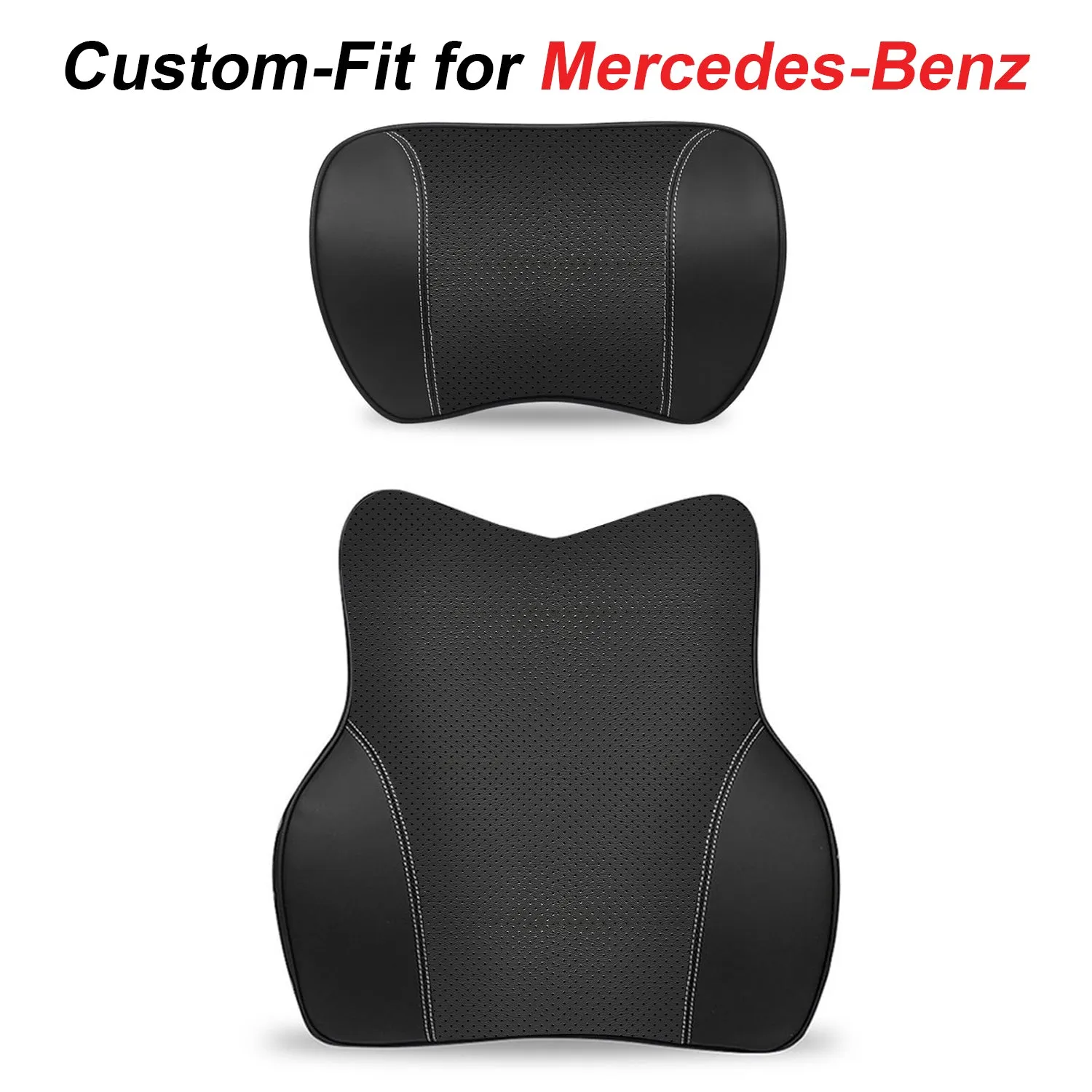 Car Headrest Neck Pillow and Lumbar Support Back Cushion Kit, Custom Fit For Your Cars, Memory Foam Erognomic, Car Accessories MB13992
