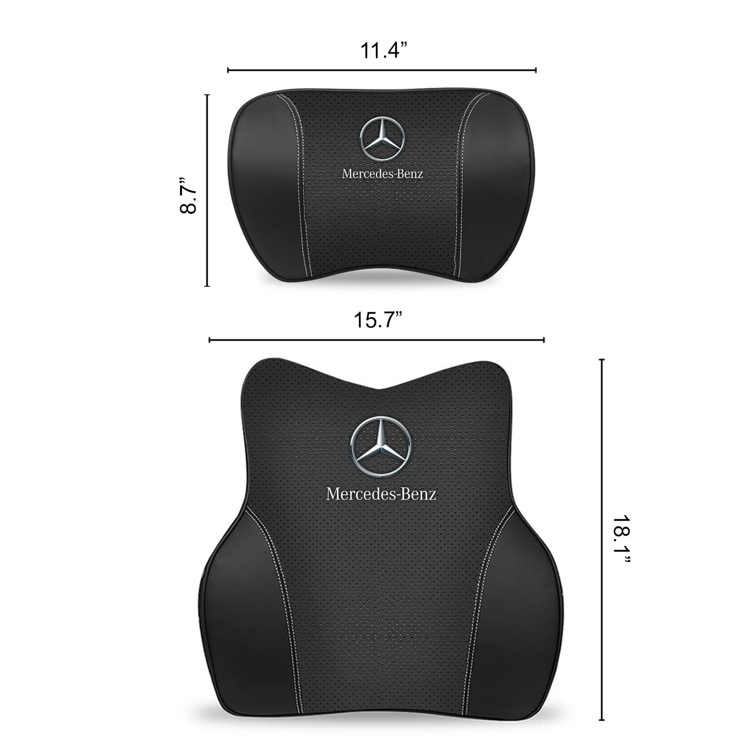 Car Headrest Neck Pillow and Lumbar Support Back Cushion Kit, Custom Fit For Your Cars, Memory Foam Erognomic, Car Accessories MB13992