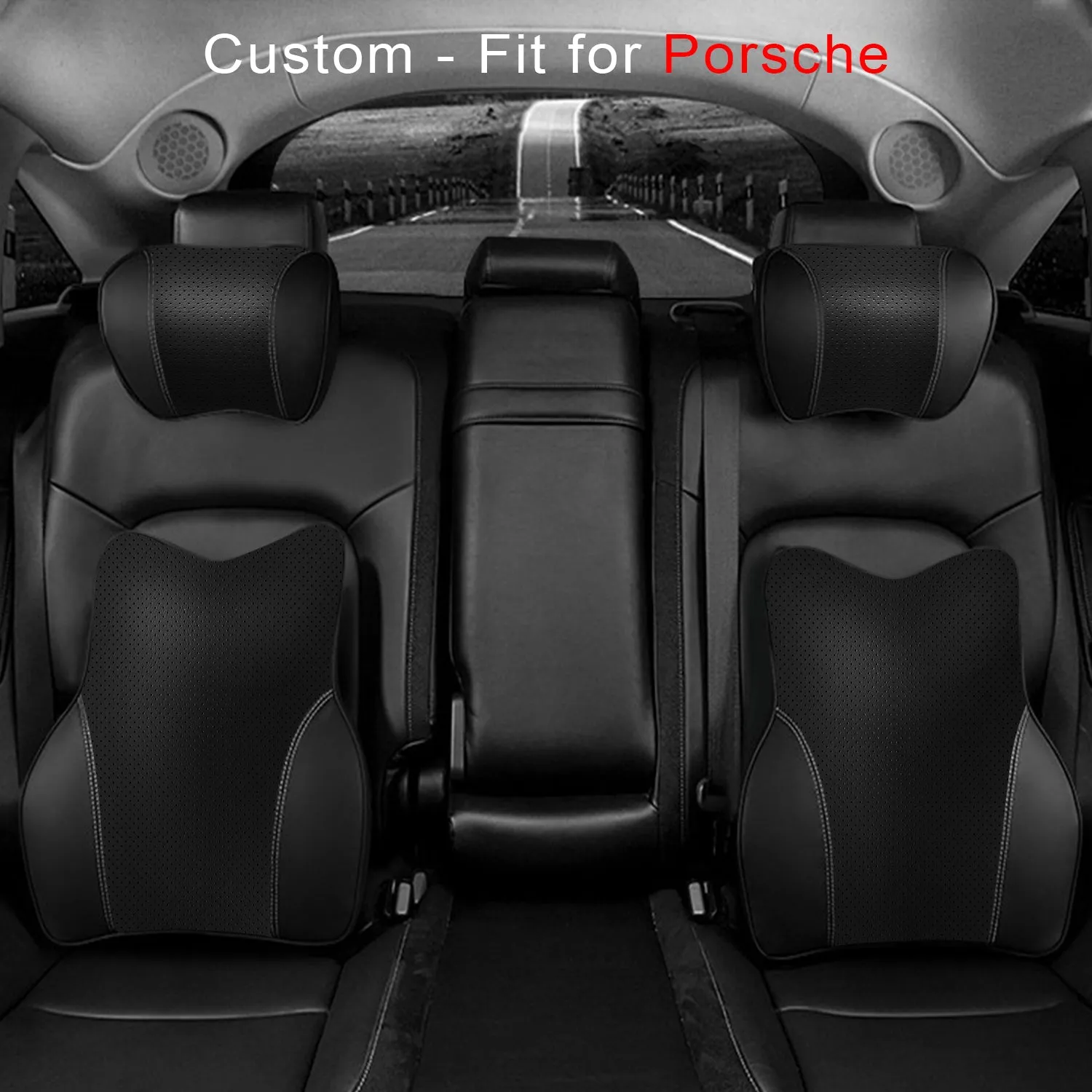 Car Headrest Neck Pillow and Lumbar Support Back Cushion Kit, Memory Foam Erognomic