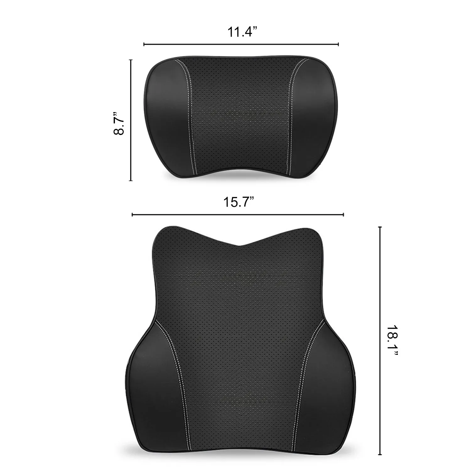 Car Headrest Neck Pillow and Lumbar Support Back Cushion Kit, Memory Foam Erognomic