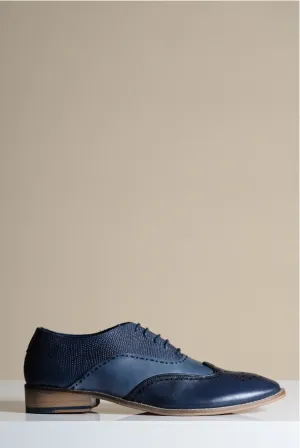 Chaussures en cuir blue marine Ryan Wingtip Brogues - Marc Darcy