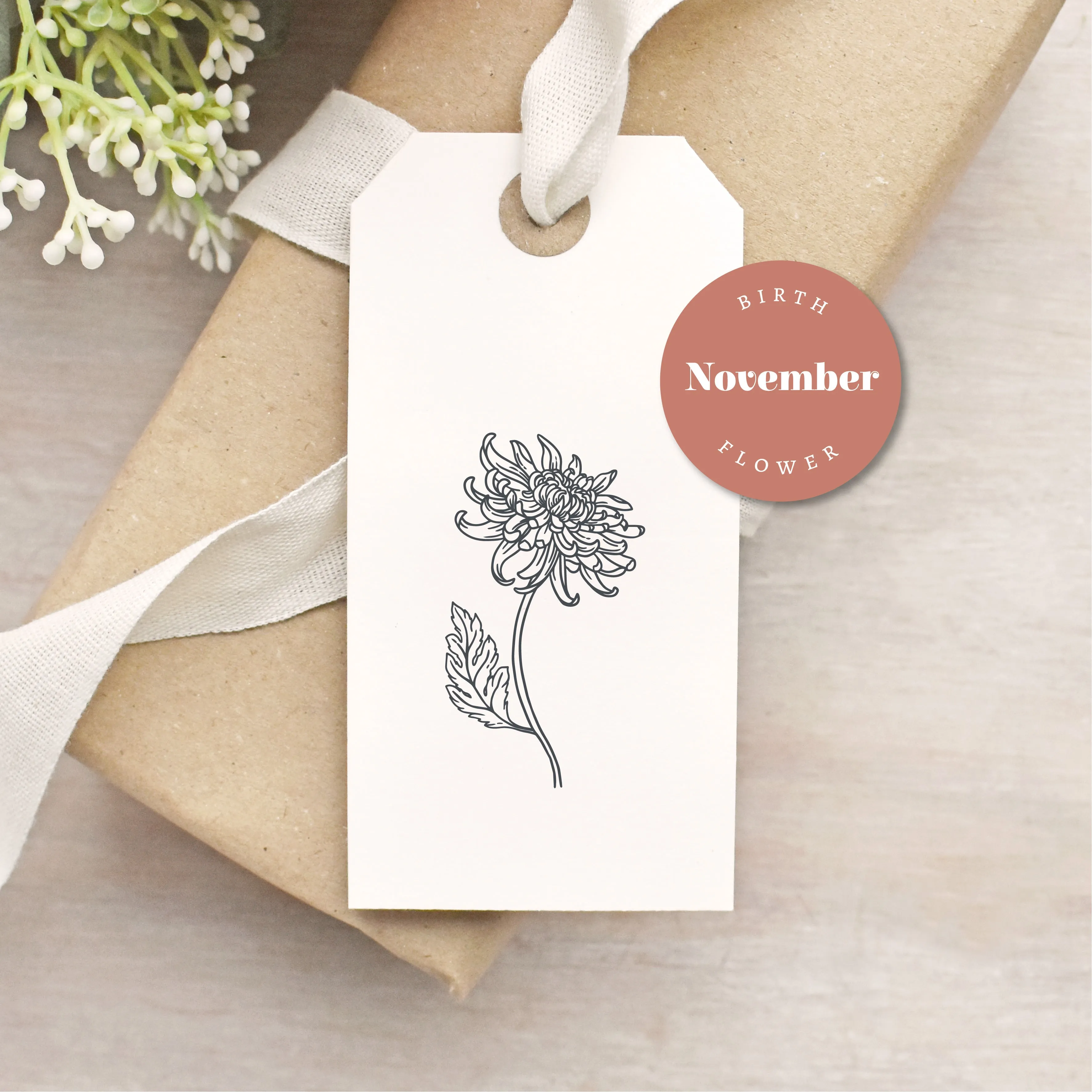Chrysanthemum Flower Rubber Stamp | November Birth Flower
