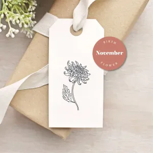 Chrysanthemum Flower Rubber Stamp | November Birth Flower
