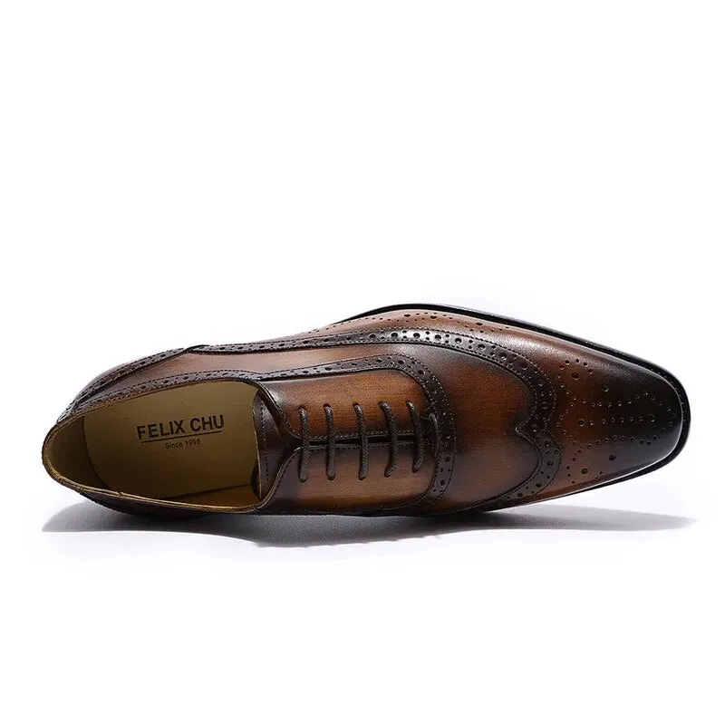 Classic Wing-tip Brogue Style Oxford Men's Dress Shoes